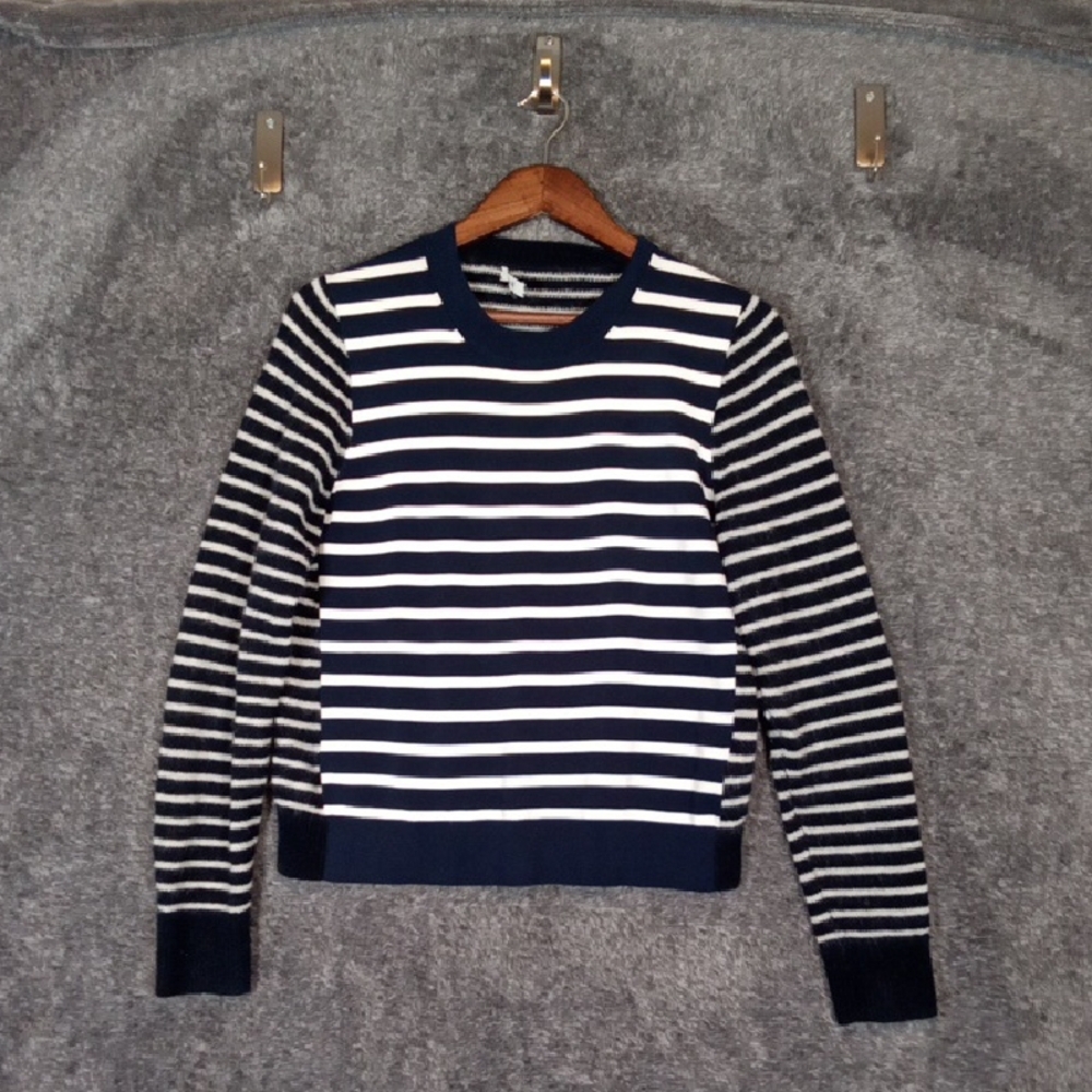 Madewell Navy and White Striped Sweater Mixed - Yarn Cotton Womens Medium